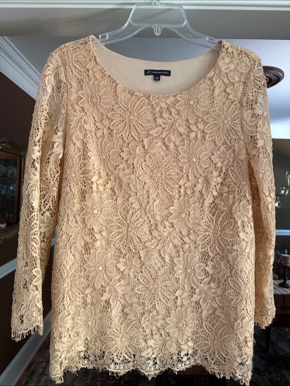 Adrianna Papell  Lace Overlay Scoop Neck Blouse